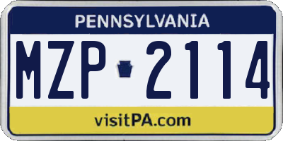PA license plate MZP2114