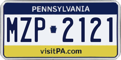 PA license plate MZP2121