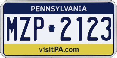 PA license plate MZP2123