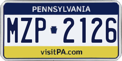 PA license plate MZP2126