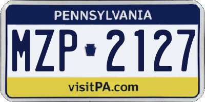 PA license plate MZP2127