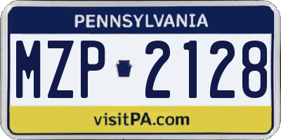 PA license plate MZP2128