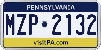 PA license plate MZP2132