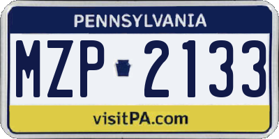 PA license plate MZP2133