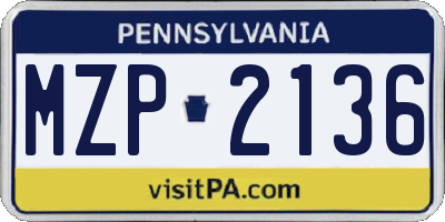 PA license plate MZP2136