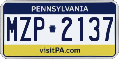 PA license plate MZP2137