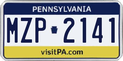 PA license plate MZP2141
