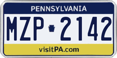 PA license plate MZP2142