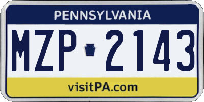 PA license plate MZP2143