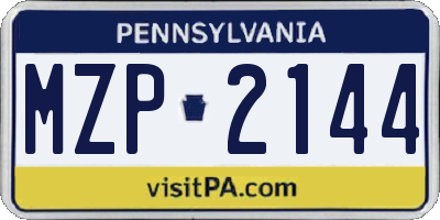 PA license plate MZP2144