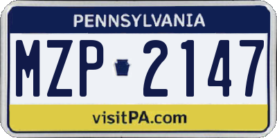 PA license plate MZP2147