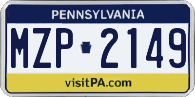 PA license plate MZP2149