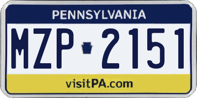 PA license plate MZP2151