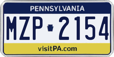 PA license plate MZP2154