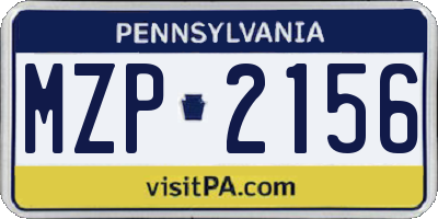 PA license plate MZP2156
