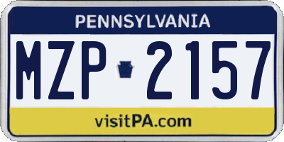 PA license plate MZP2157