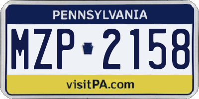 PA license plate MZP2158