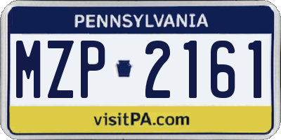 PA license plate MZP2161