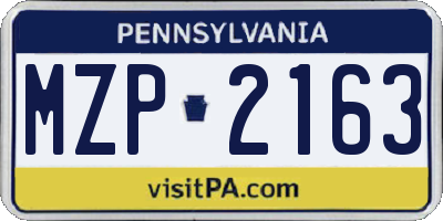 PA license plate MZP2163