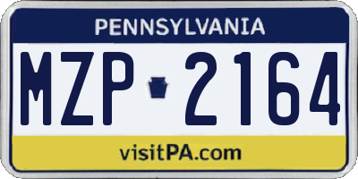 PA license plate MZP2164