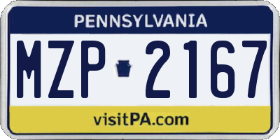 PA license plate MZP2167