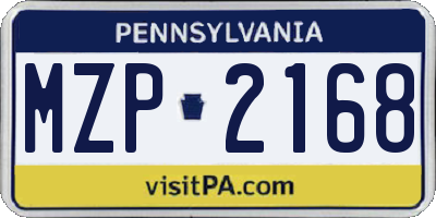 PA license plate MZP2168