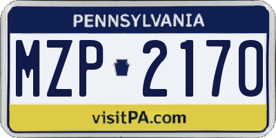 PA license plate MZP2170