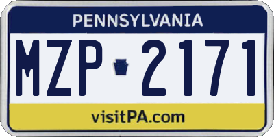 PA license plate MZP2171