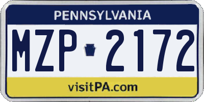 PA license plate MZP2172