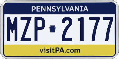 PA license plate MZP2177