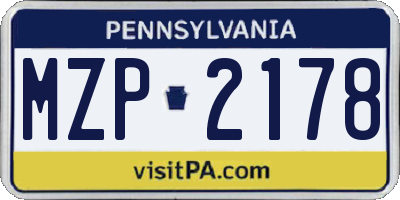 PA license plate MZP2178
