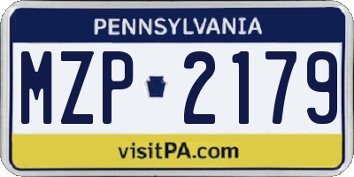 PA license plate MZP2179