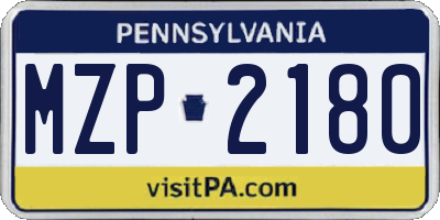 PA license plate MZP2180