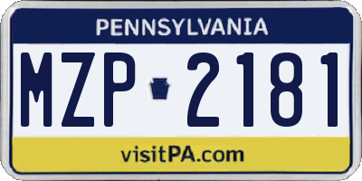 PA license plate MZP2181