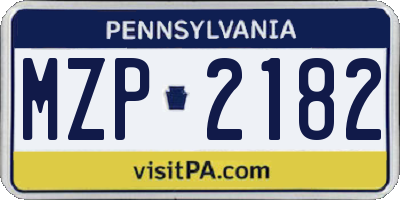 PA license plate MZP2182