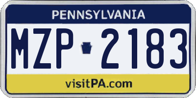 PA license plate MZP2183