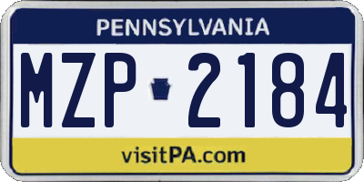 PA license plate MZP2184