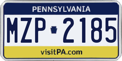 PA license plate MZP2185