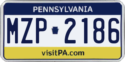 PA license plate MZP2186