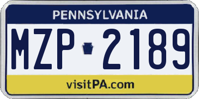 PA license plate MZP2189