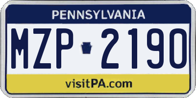 PA license plate MZP2190