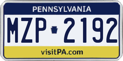 PA license plate MZP2192