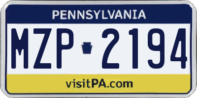 PA license plate MZP2194