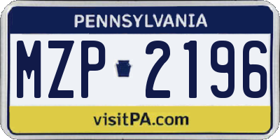 PA license plate MZP2196