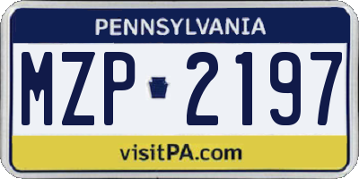 PA license plate MZP2197