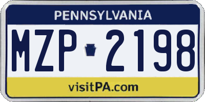 PA license plate MZP2198