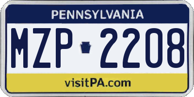 PA license plate MZP2208