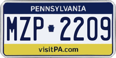 PA license plate MZP2209