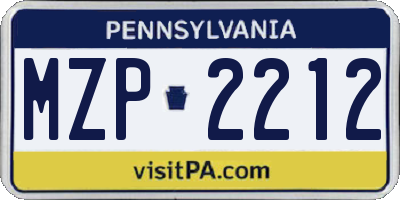PA license plate MZP2212