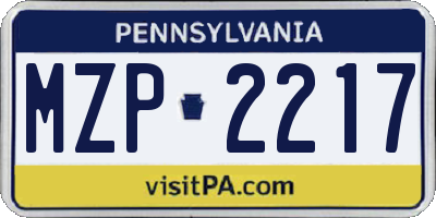 PA license plate MZP2217